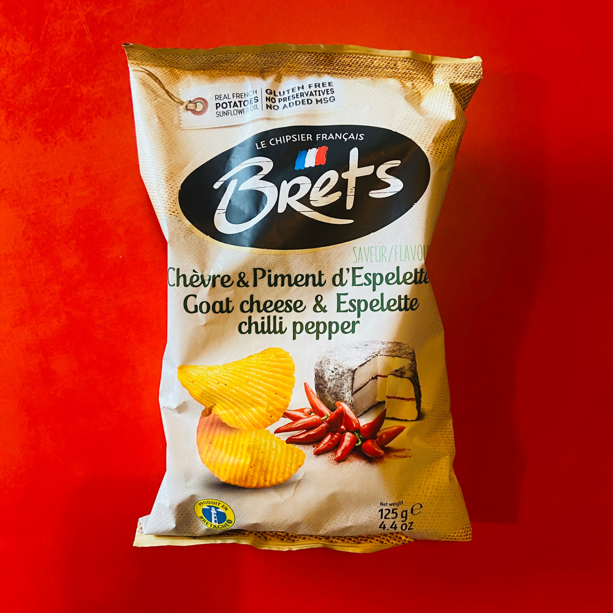 Le Chipsier Francais Brets - Goat Cheese & Espelette Chilli Pepper - Crisps - 125g Bag